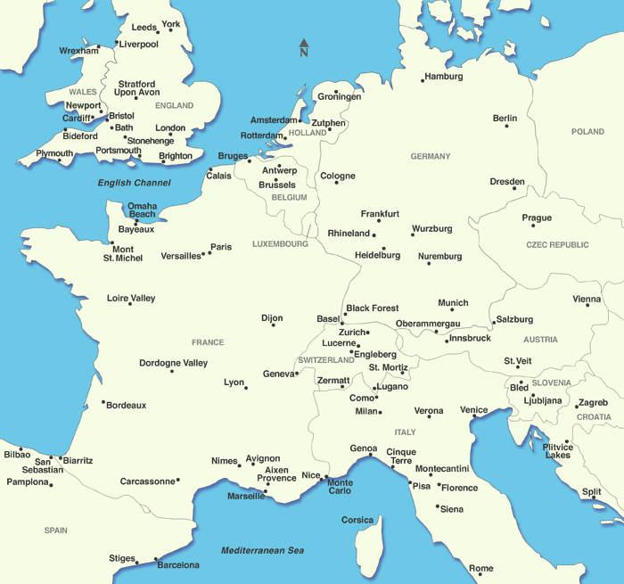 Western Europe map